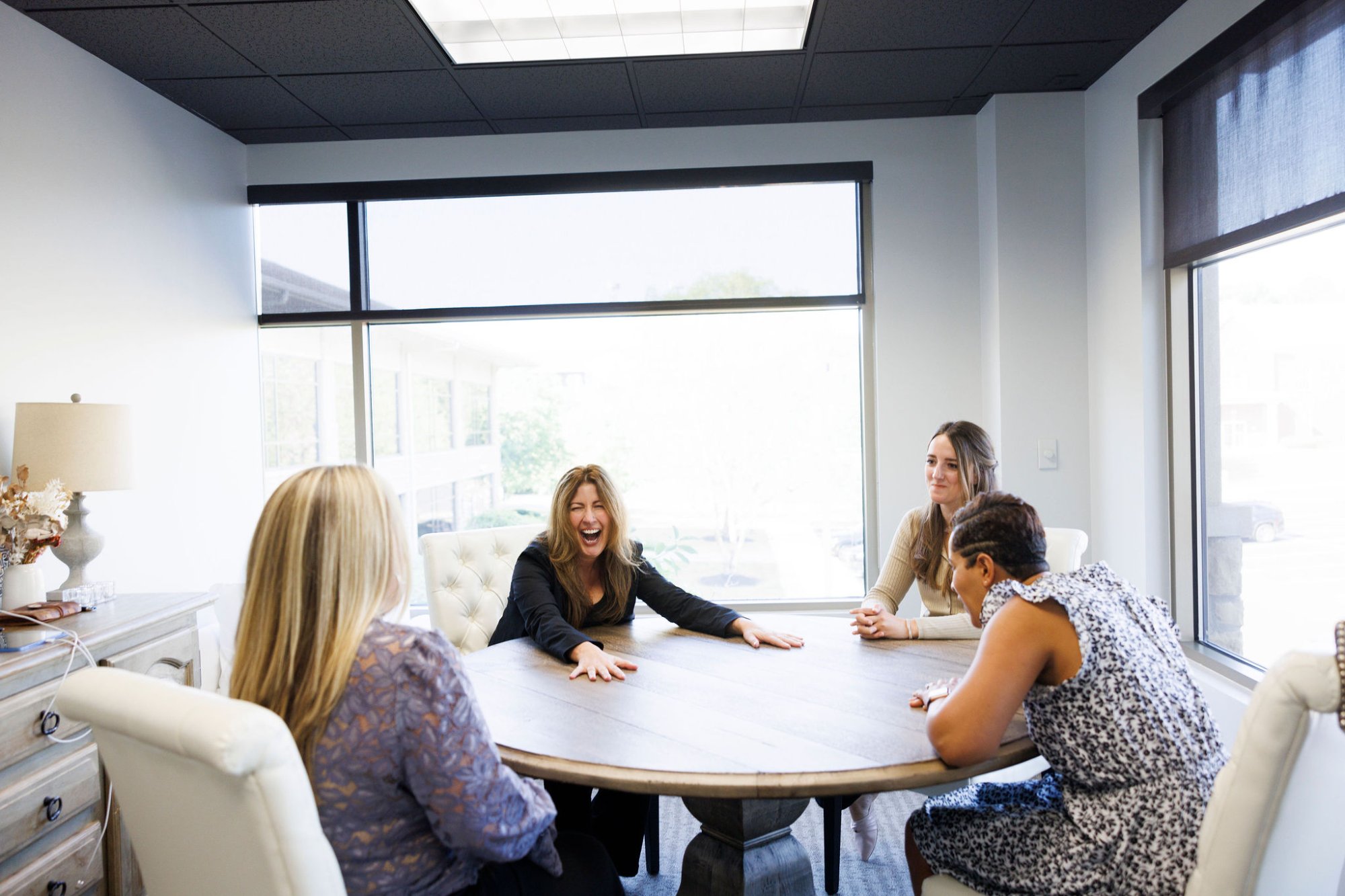 Team laughing together